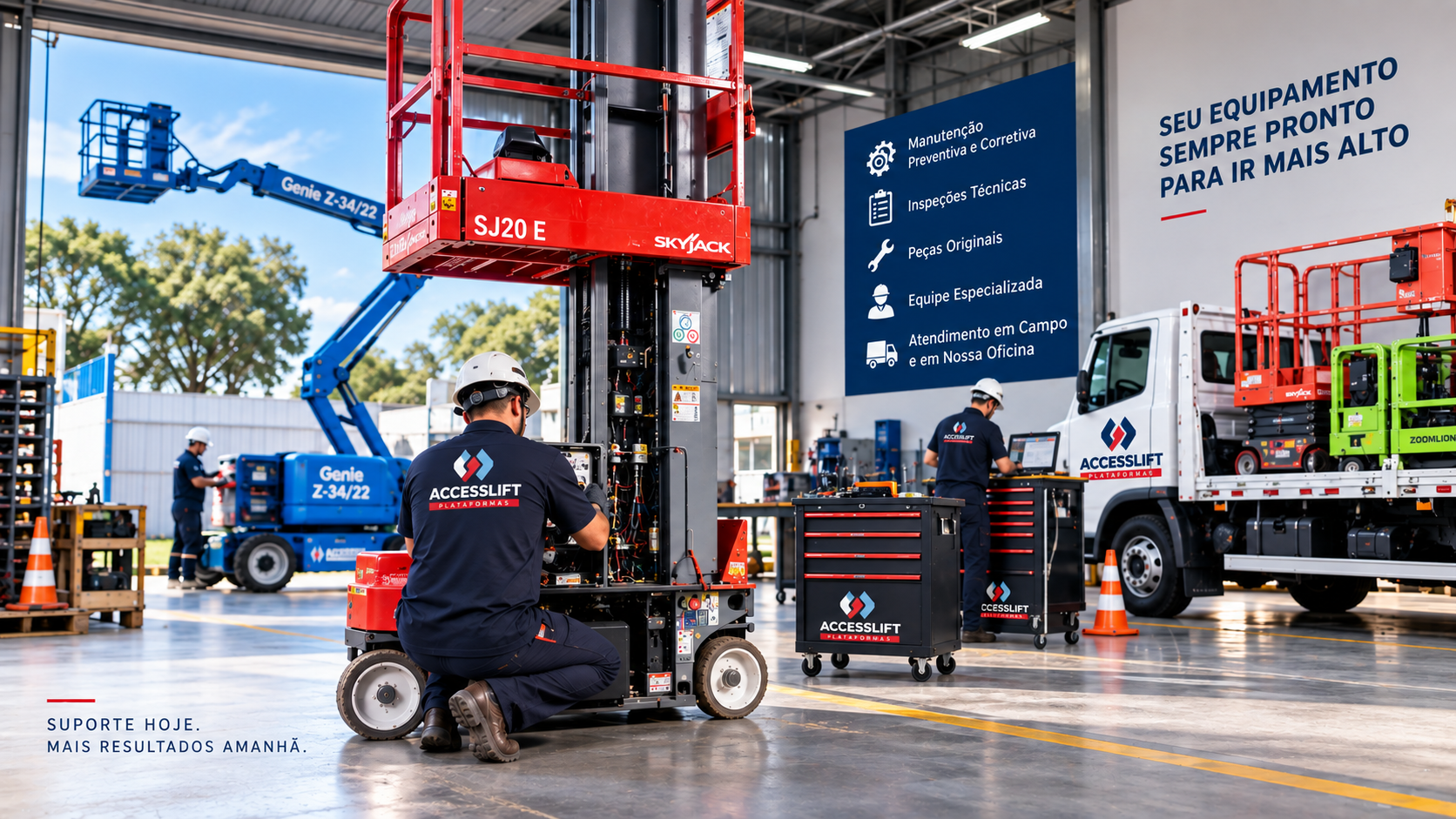 Serviços e suporte da Accesslift para plataformas elevatórias