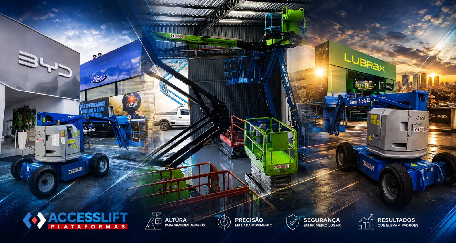 Plataformas elevatórias Accesslift em operações e eventos